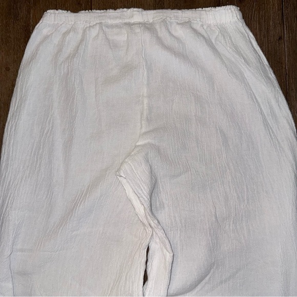 Oh My Gauze! Breeze Pant Women’s White Exaggerated Wide Leg Cotton Pull On - Picture 10 of 11